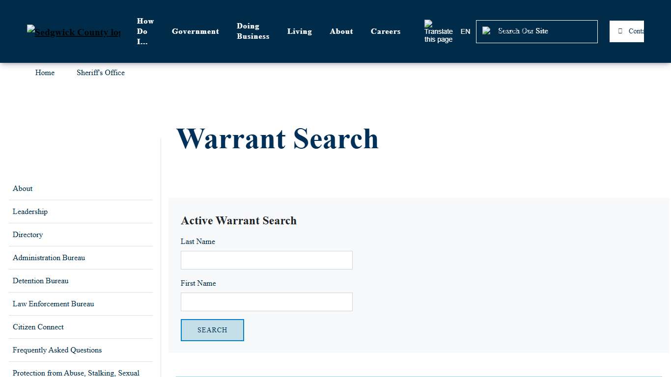 Warrant Search | Sedgwick County, Kansas