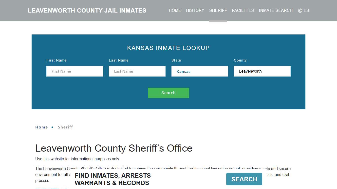 Leavenworth County Sheriff, KS Arrest Warrant Lookup
